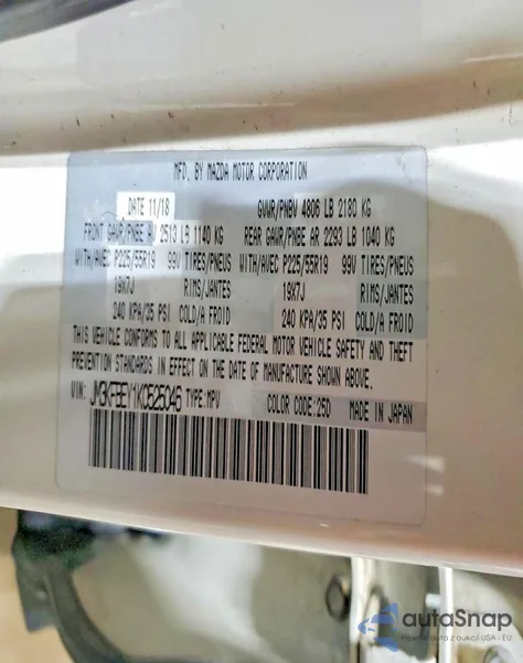 2019 Mazda Cx-5 Signature z USA, uszkodzony, nr VIN JM3KFBEY1K0525046